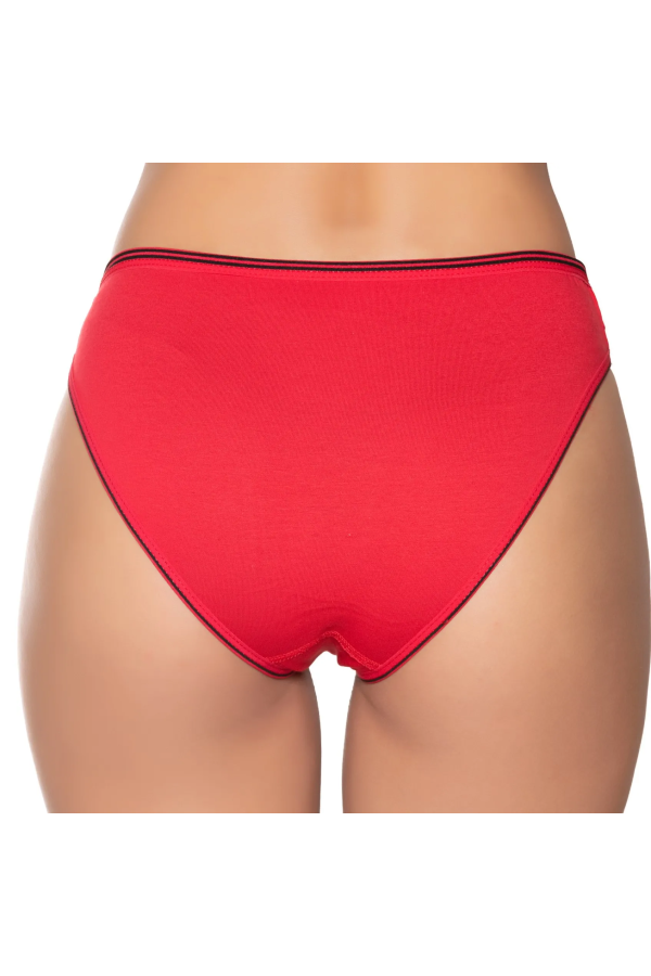 Gümüş İç Giyim 6036 Kadın Likralı Beli Çizgili Bikini Kırmızı