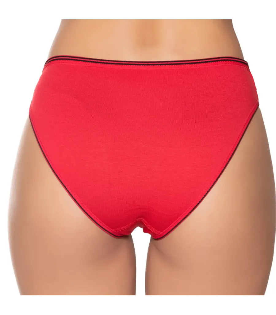 Gümüş İç Giyim 6036 Kadın Likralı Beli Çizgili Bikini Kırmızı