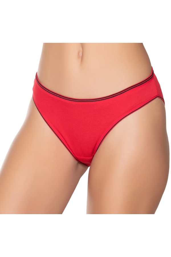 Gümüş İç Giyim 6036 Kadın Likralı Beli Çizgili Bikini Kırmızı