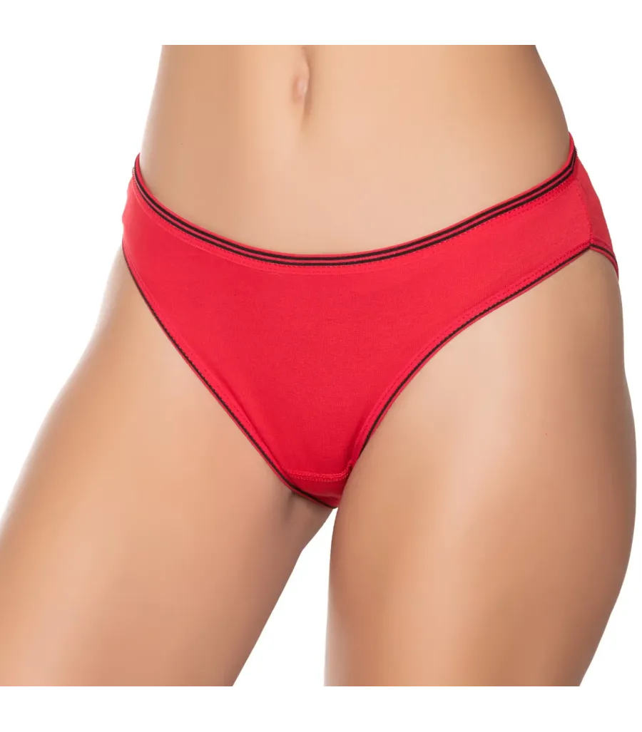 Gümüş İç Giyim 6036 Kadın Likralı Beli Çizgili Bikini Kırmızı