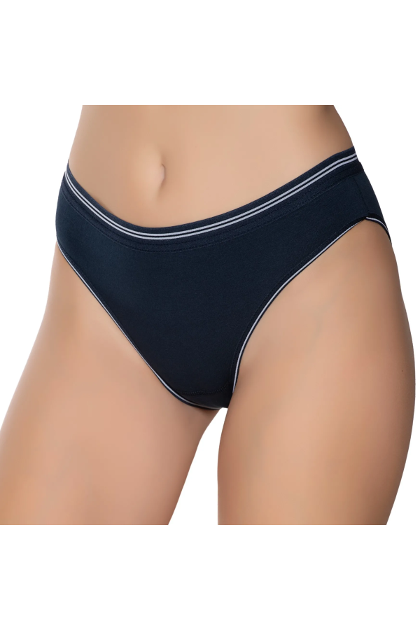 Gümüş İç Giyim 6036 Kadın Likralı Beli Çizgili Bikini Lacivert
