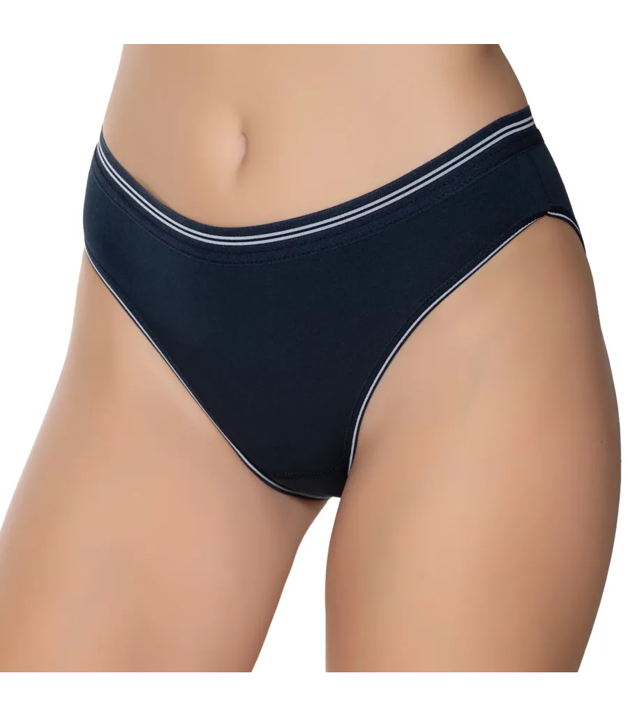 Gümüş İç Giyim 6036 Kadın Likralı Beli Çizgili Bikini Lacivert