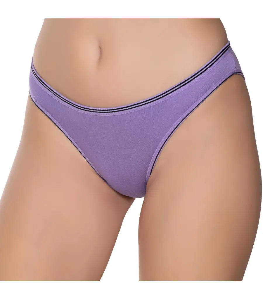 Gümüş İç Giyim 6036 Kadın Likralı Beli Çizgili Bikini Mor