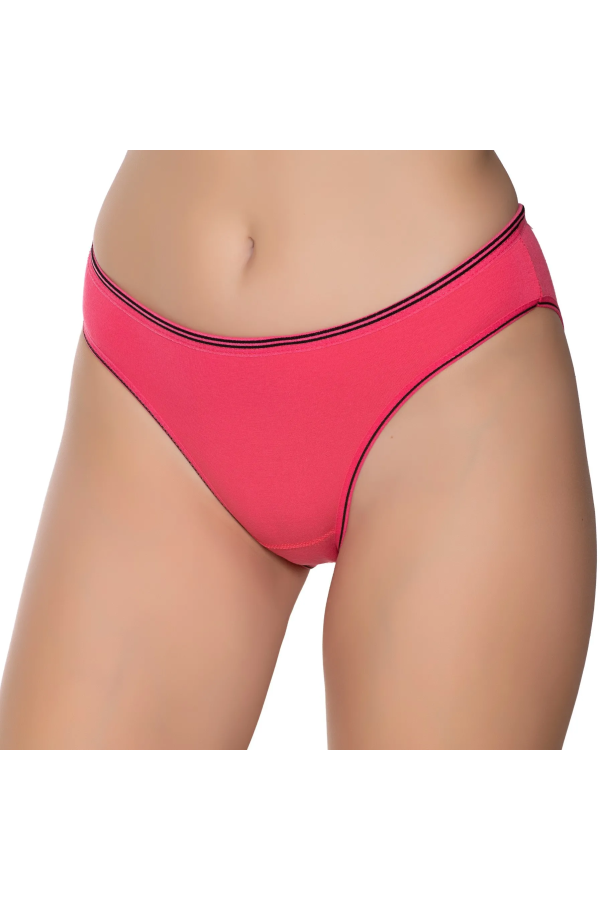Gümüş İç Giyim 6036 Kadın Likralı Beli Çizgili Bikini Nar Çiçeği