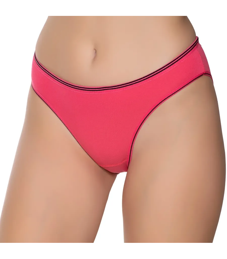 Gümüş İç Giyim 6036 Kadın Likralı Beli Çizgili Bikini Nar Çiçeği
