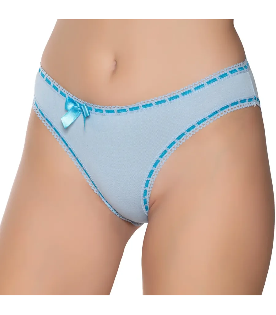 Gümüş İç Giyim 6039 Kadın Likralı Beli Şeritli Kurdeleli Bikini