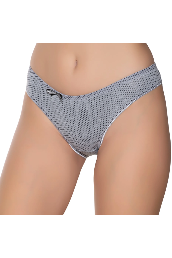 Gümüş İç Giyim 6043 Kadın Likralı İnce Bel Puantiyeli Bikini Gri
