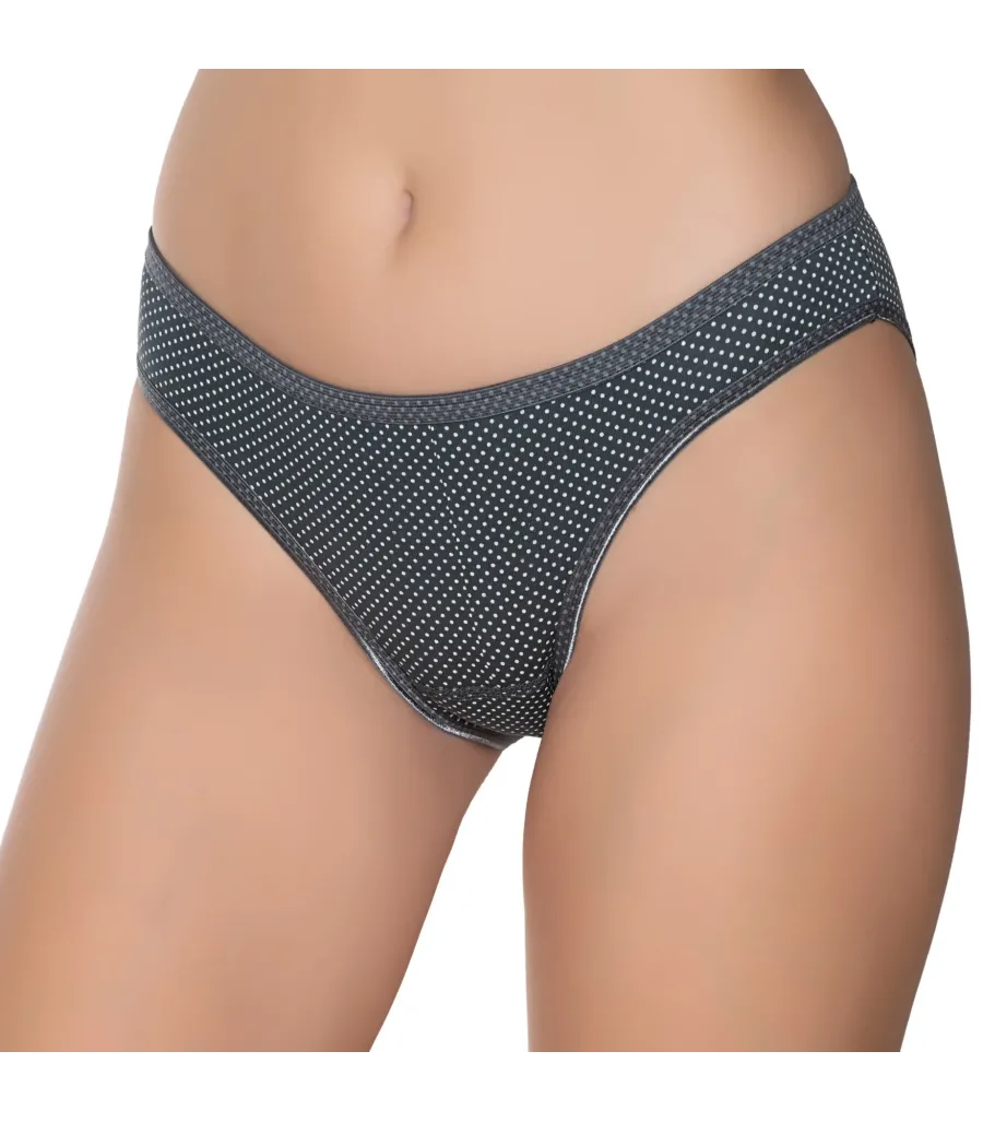 Gümüş İç Giyim 6043 Kadın Likralı İnce Bel Puantiyeli Bikini