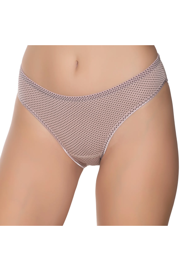 Gümüş İç Giyim 6043 Kadın Likralı İnce Bel Puantiyeli Bikini