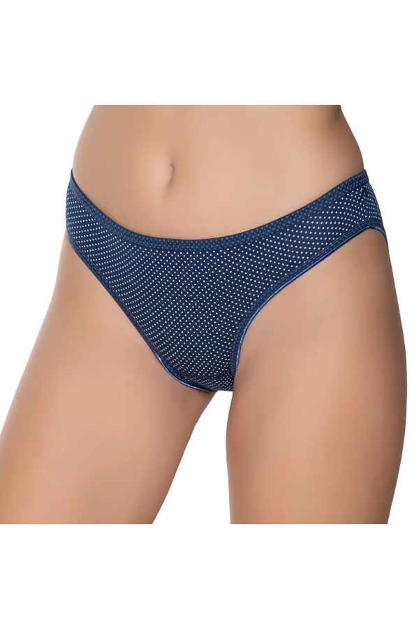 Gümüş İç Giyim 6043 Kadın Likralı İnce Bel Puantiyeli Bikini