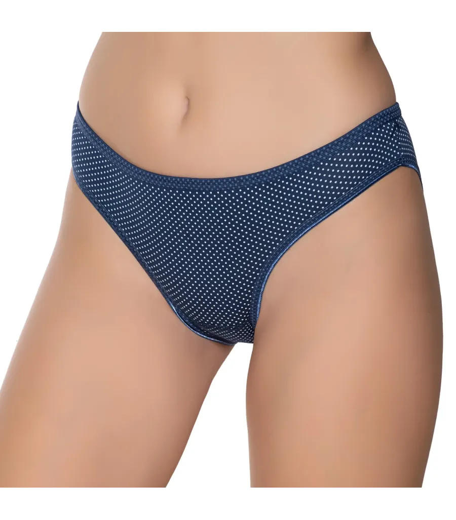 Gümüş İç Giyim 6043 Kadın Likralı İnce Bel Puantiyeli Bikini