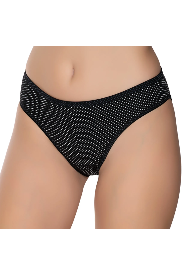 Gümüş İç Giyim 6043 Kadın Likralı İnce Bel Puantiyeli Bikini