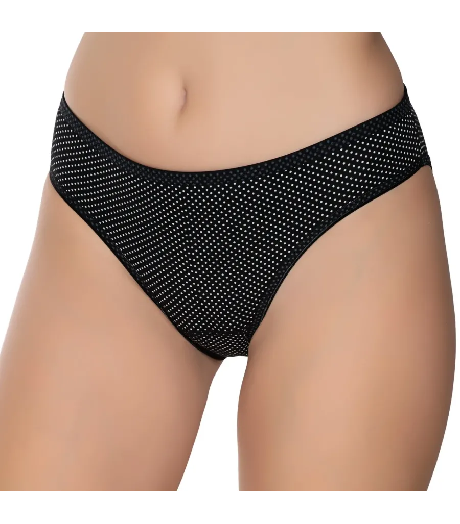 Gümüş İç Giyim 6043 Kadın Likralı İnce Bel Puantiyeli Bikini