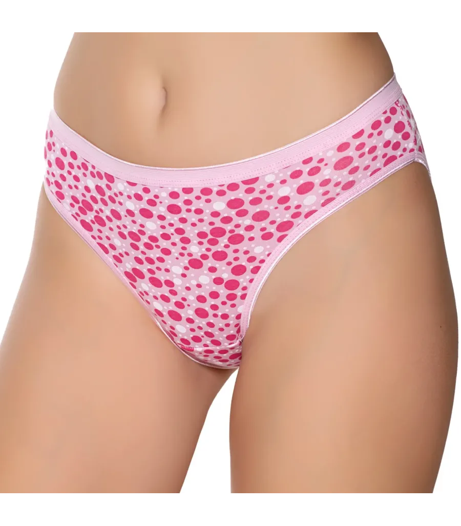 Gümüş İç Giyim 6044 Kadın Likralı Daire Baskılı Bikini Pembe