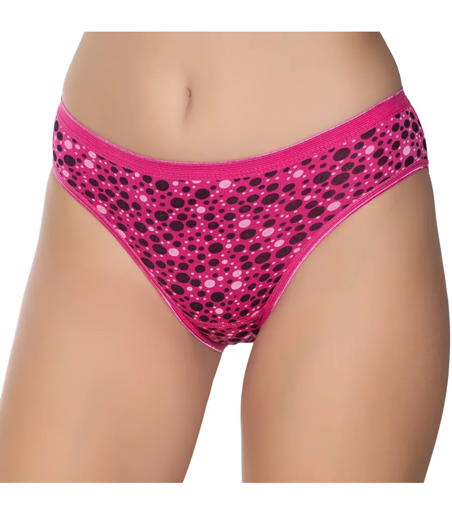 Gümüş İç Giyim 6044 Kadın Likralı Daire Baskılı Bikini Fuşya
