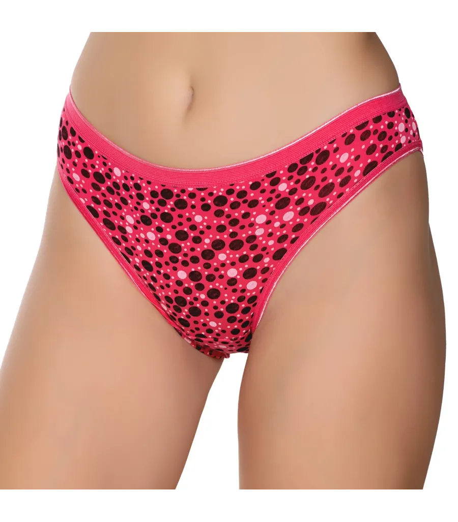 Gümüş İç Giyim 6044 Kadın Likralı Daire Baskılı Bikini Nar