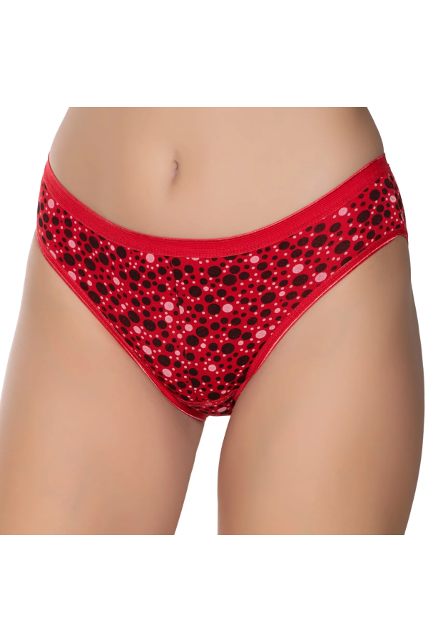 Gümüş İç Giyim 6044 Kadın Likralı Daire Baskılı Bikini Kırmızı