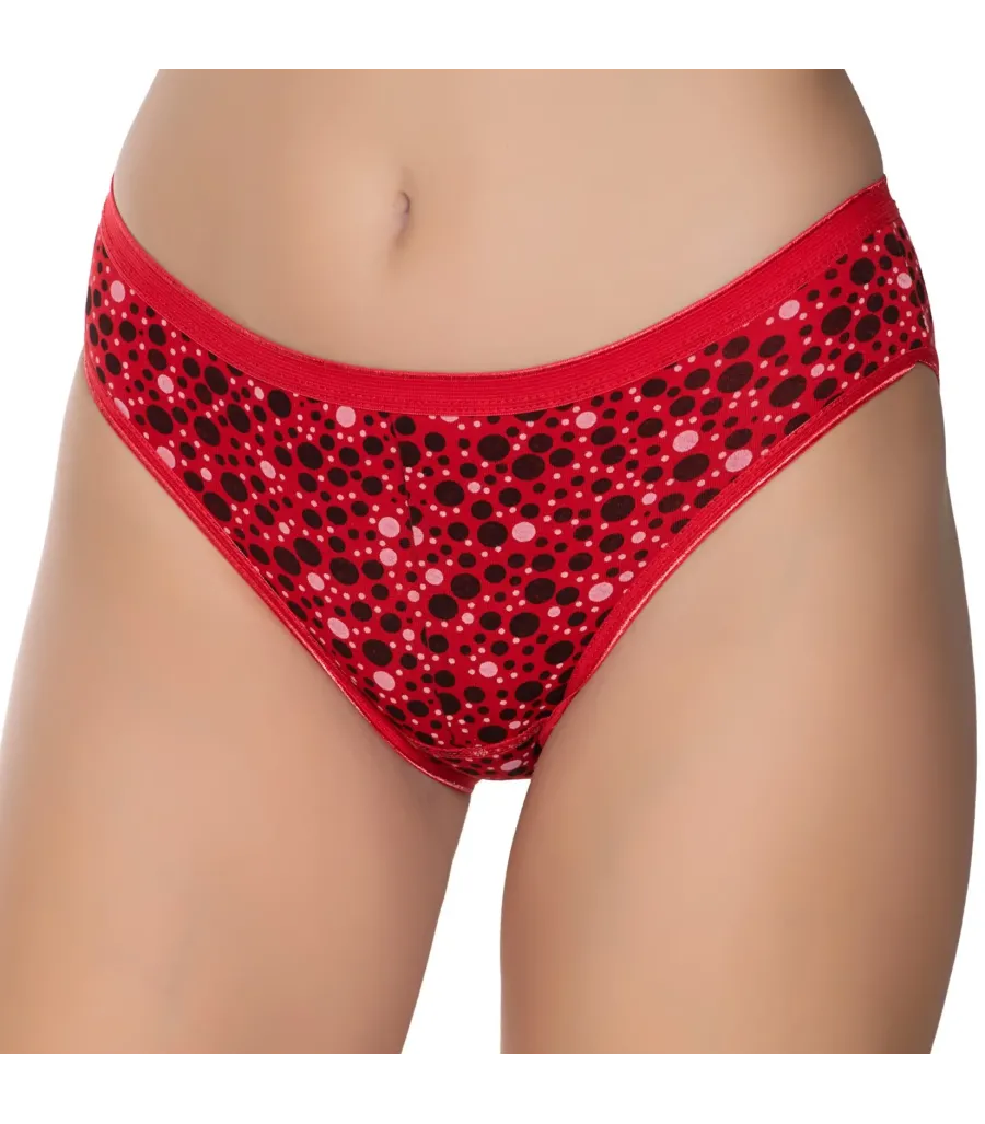 Gümüş İç Giyim 6044 Kadın Likralı Daire Baskılı Bikini Kırmızı