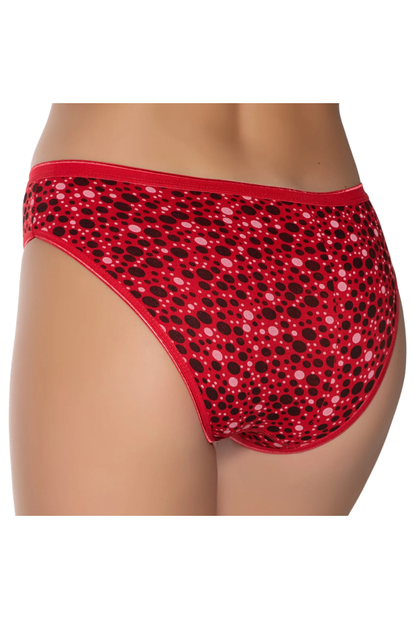 Gümüş İç Giyim 6044 Kadın Likralı Daire Baskılı Bikini Kırmızı