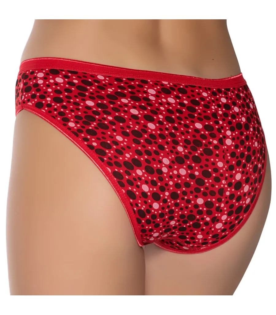 Gümüş İç Giyim 6044 Kadın Likralı Daire Baskılı Bikini Kırmızı