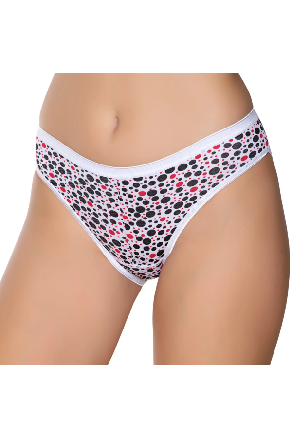 Gümüş İç Giyim 6044 Kadın Likralı Daire Baskılı Bikini Beyaz
