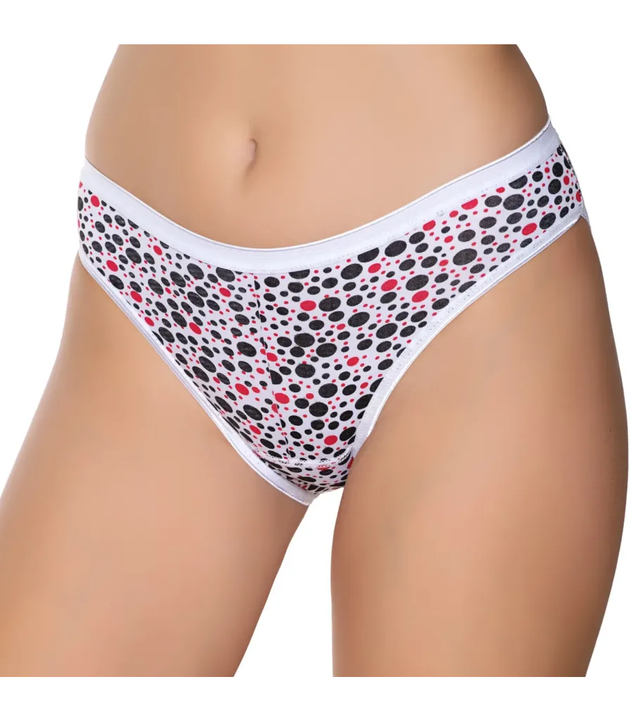 Gümüş İç Giyim 6044 Kadın Likralı Daire Baskılı Bikini Beyaz