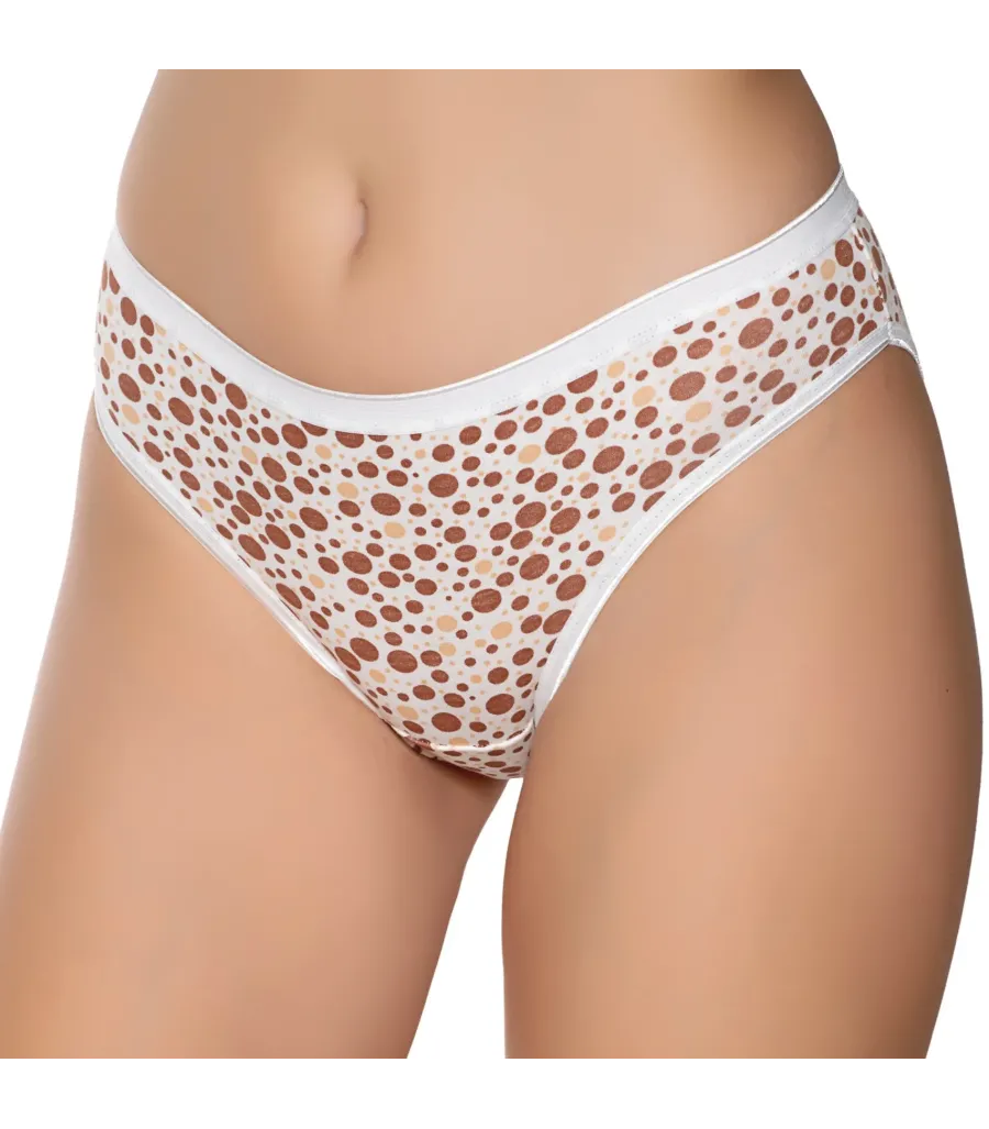 Gümüş İç Giyim 6044 Kadın Likralı Daire Baskılı Bikini Beyaz