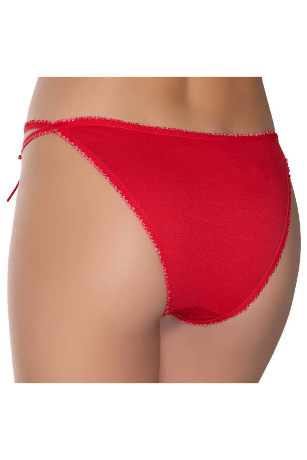 Gümüş İç Giyim 6046 Kadın Likralı İpli Tül Dantel Bikini Kırmızı
