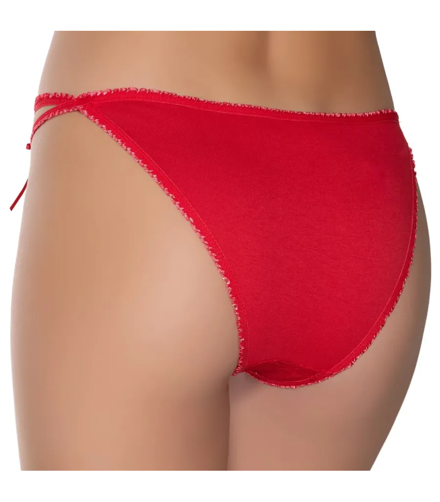 Gümüş İç Giyim 6046 Kadın Likralı İpli Tül Dantel Bikini Kırmızı