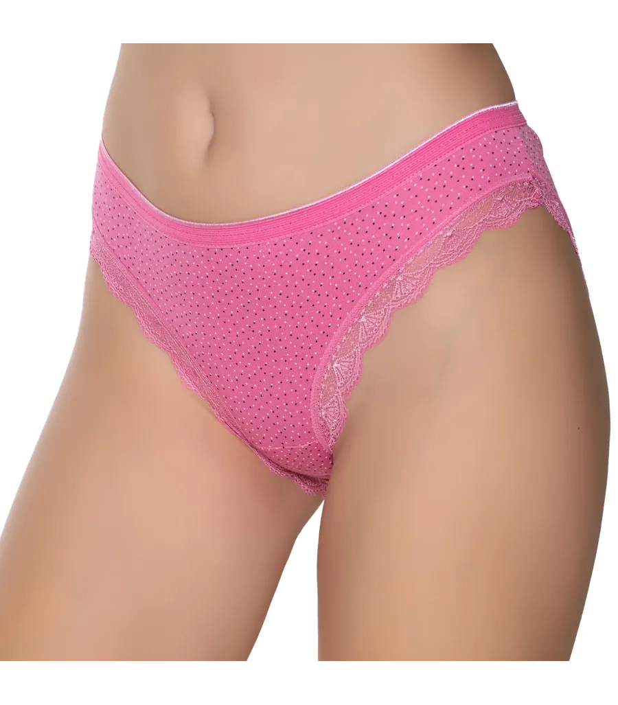 Gümüş İç Giyim 6066 Kadın Likralı Paça Dantelli Puantiyeli