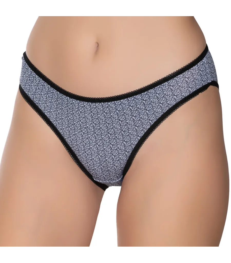 Gümüş İç Giyim 6067 Kadın Likralı Desenli Bikini Siyah