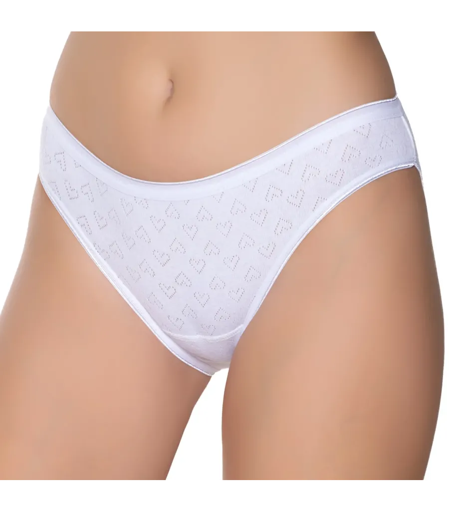 Gümüş İç Giyim 6092 Kadın Jakarlı Kalp Desenli Bikini Beyaz