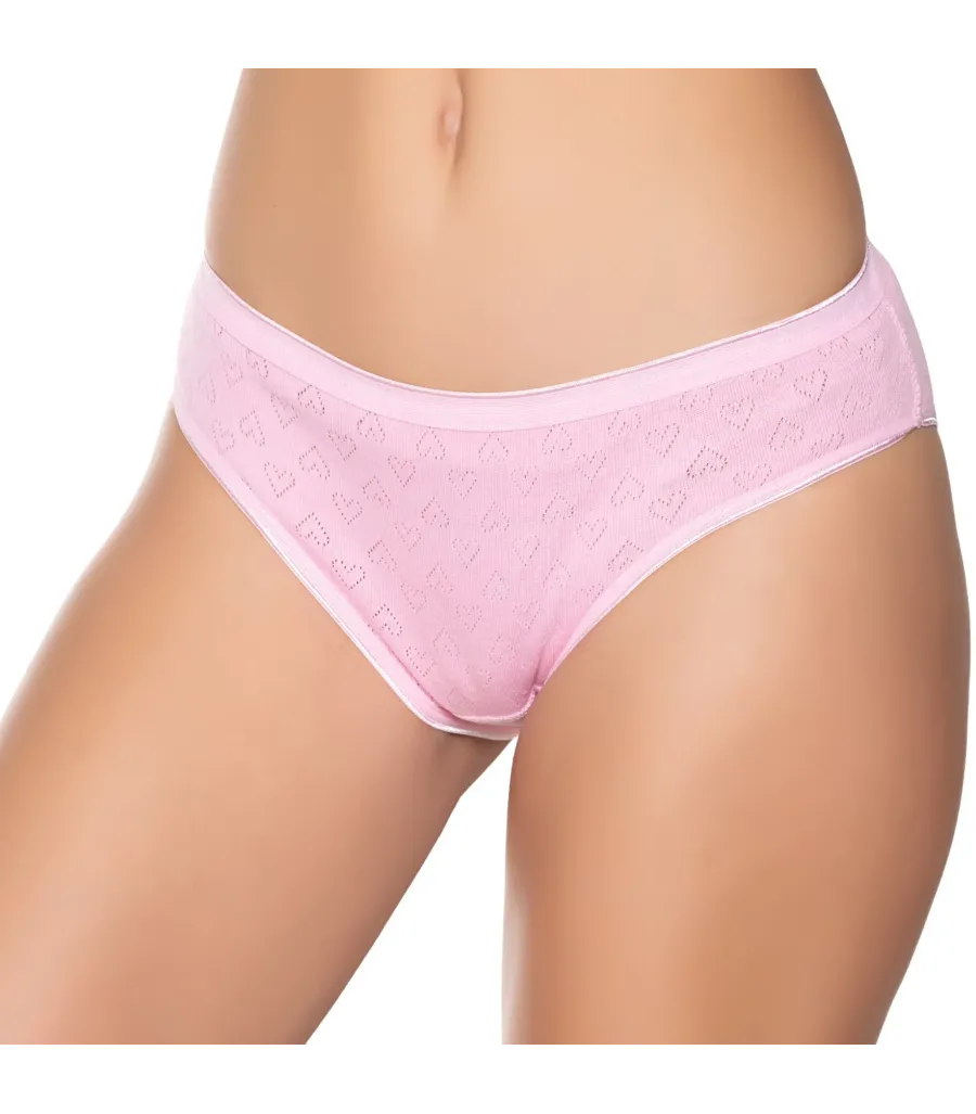 Gümüş İç Giyim 6092 Kadın Jakarlı Kalp Desenli Bikini Pembe
