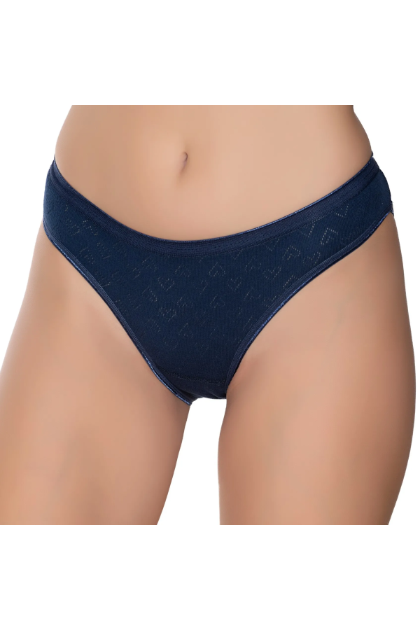 Gümüş İç Giyim 6092 Kadın Jakarlı Kalp Desenli Bikini Lacivert