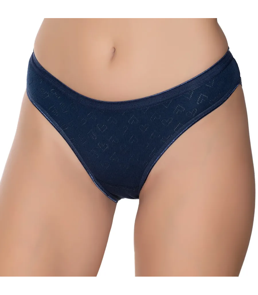 Gümüş İç Giyim 6092 Kadın Jakarlı Kalp Desenli Bikini Lacivert