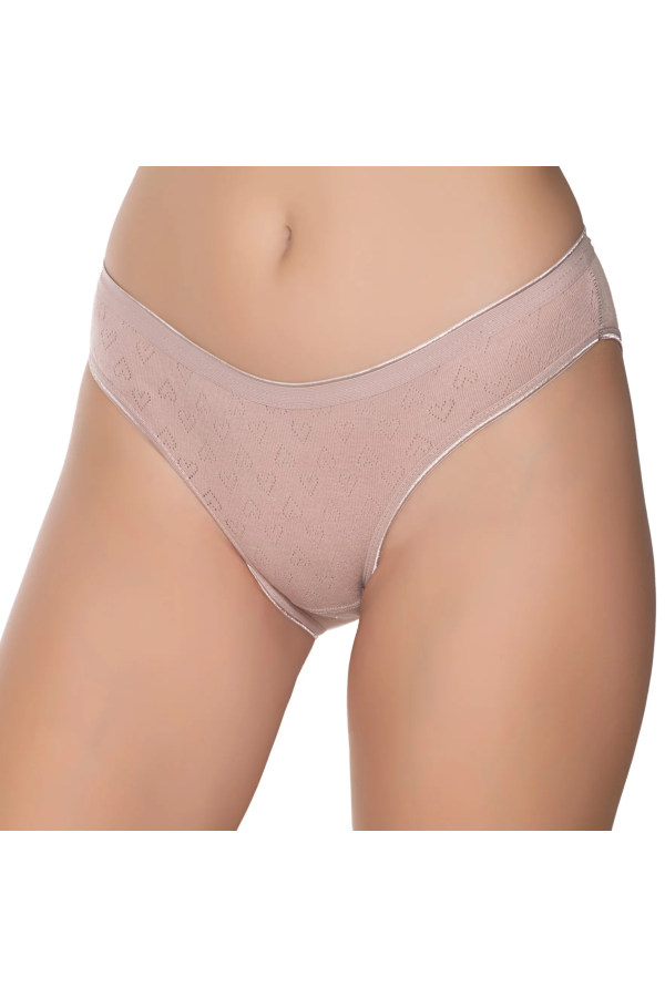 Gümüş İç Giyim 6092 Kadın Jakarlı Kalp Desenli Bikini Vizon