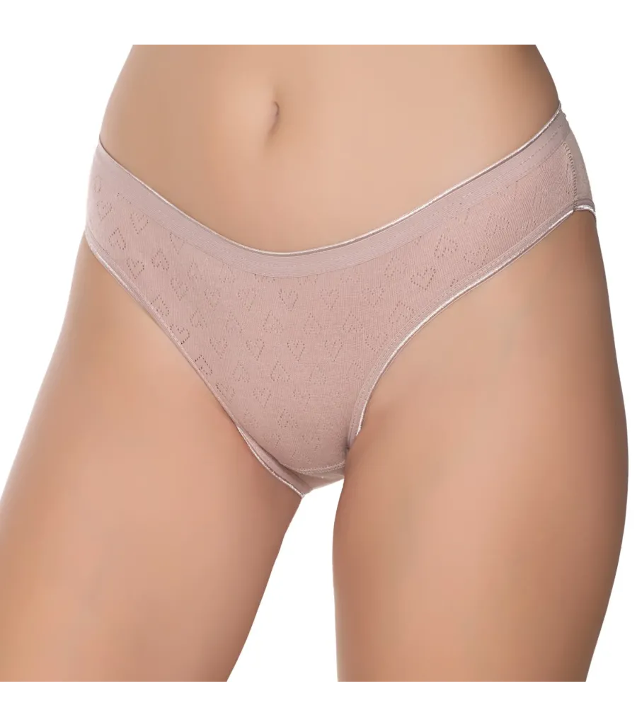 Gümüş İç Giyim 6092 Kadın Jakarlı Kalp Desenli Bikini Vizon