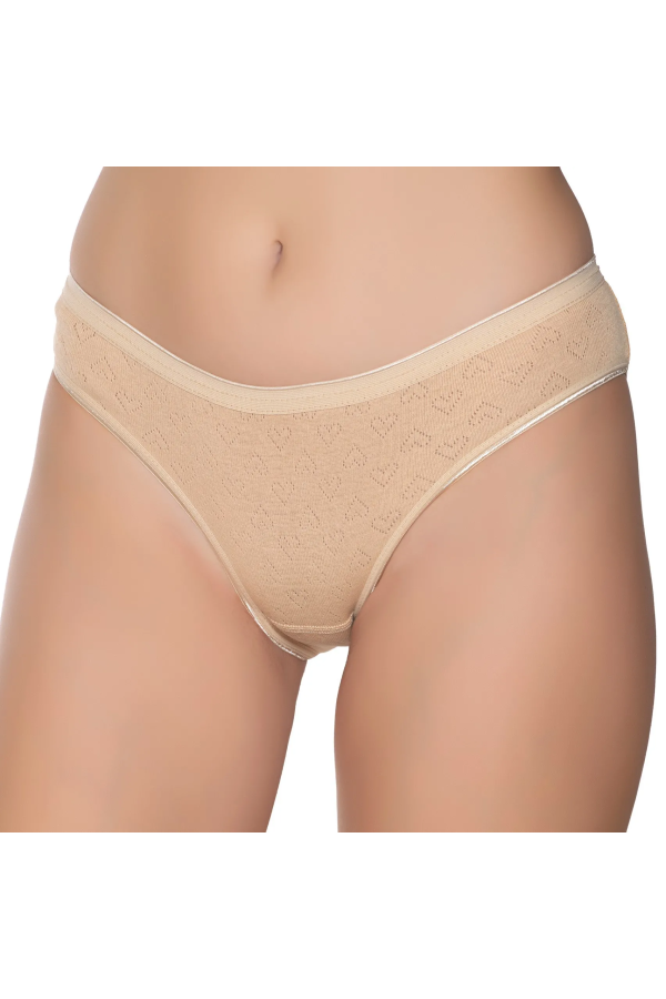 Gümüş İç Giyim 6092 Kadın Jakarlı Kalp Desenli Bikini Ten