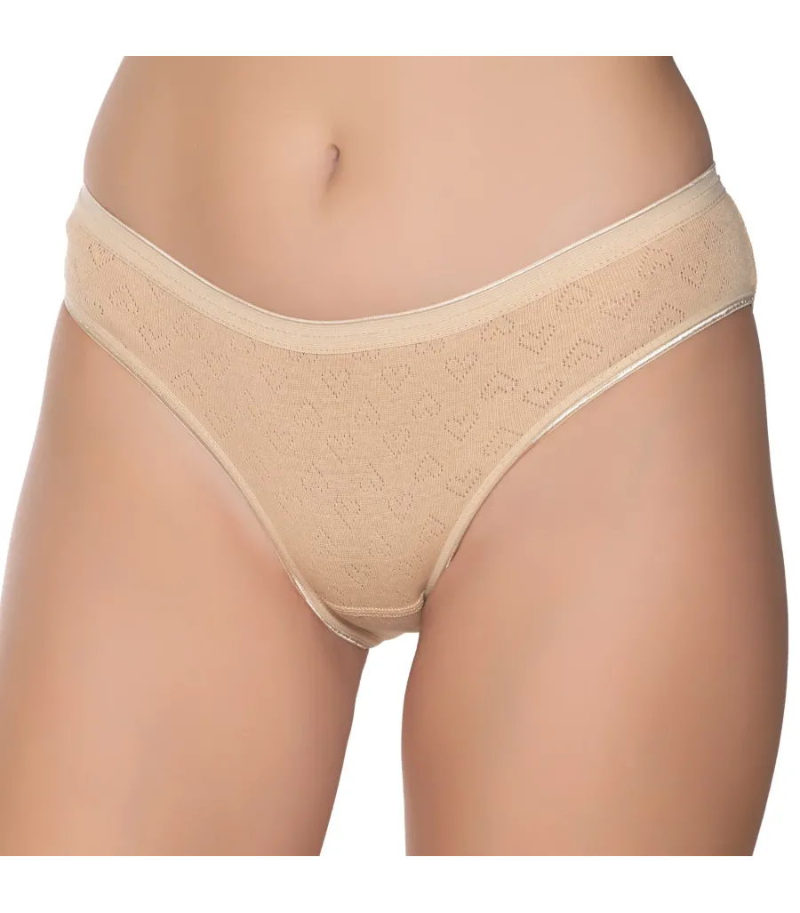 Gümüş İç Giyim 6092 Kadın Jakarlı Kalp Desenli Bikini Ten