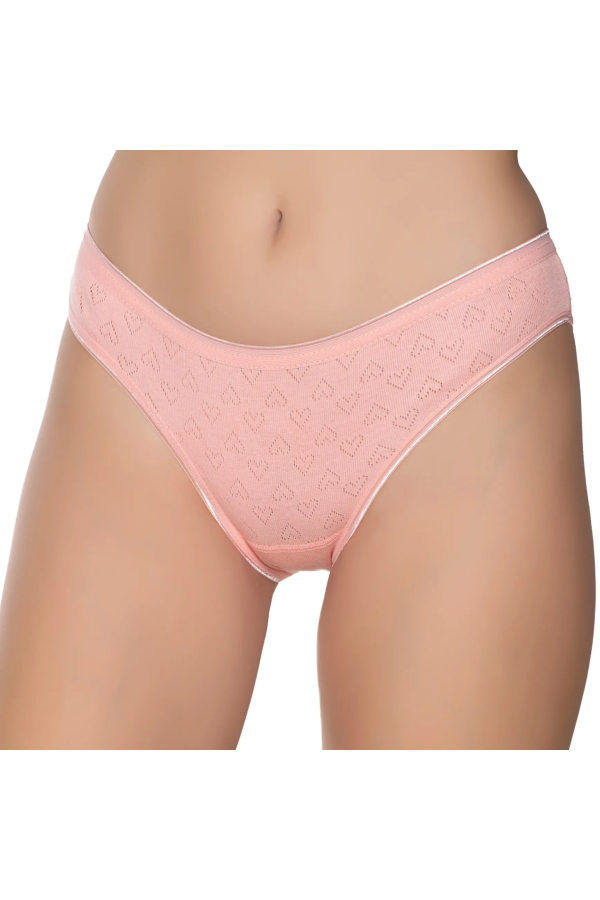 Gümüş İç Giyim 6092 Kadın Jakarlı Kalp Desenli Bikini Somon