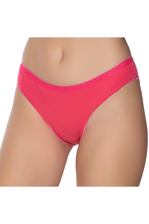 Gümüş İç Giyim 6092 Kadın Jakarlı Kalp Desenli Bikini Nar Çiçeği