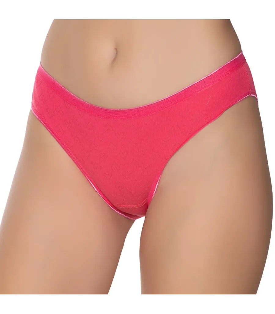 Gümüş İç Giyim 6092 Kadın Jakarlı Kalp Desenli Bikini Nar Çiçeği