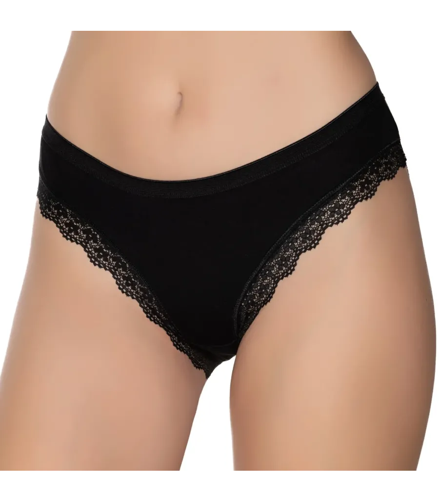 Gümüş İç Giyim 6094 Kadın Likralı İnce Bel Paçası Dantel Bikini