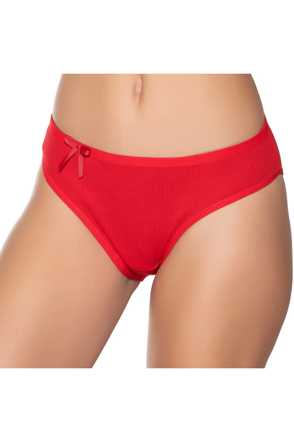 Gümüş İç Giyim 6095 Kadın Ribana İnce Bel Çizgili Bikini Kırmızı