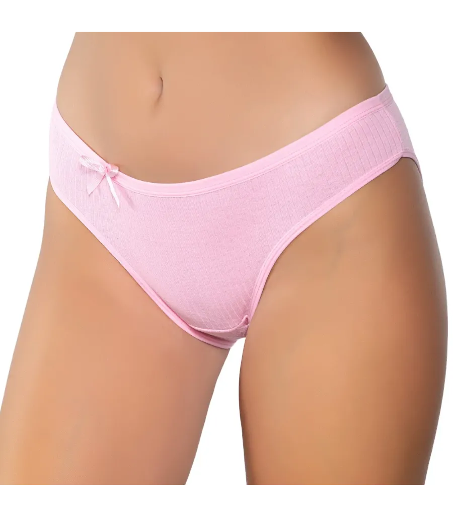 Gümüş İç Giyim 6095 Kadın Ribana İnce Bel Çizgili Bikini Pembe