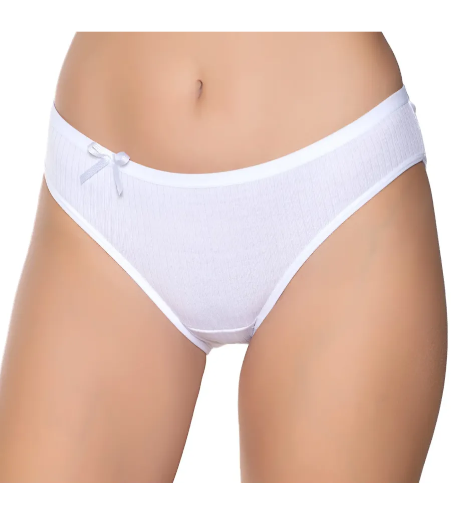 Gümüş İç Giyim 6095 Kadın Ribana İnce Bel Çizgili Bikini Beyaz