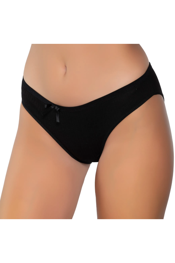 Gümüş İç Giyim 6095 Kadın Ribana İnce Bel Çizgili Bikini Siyah
