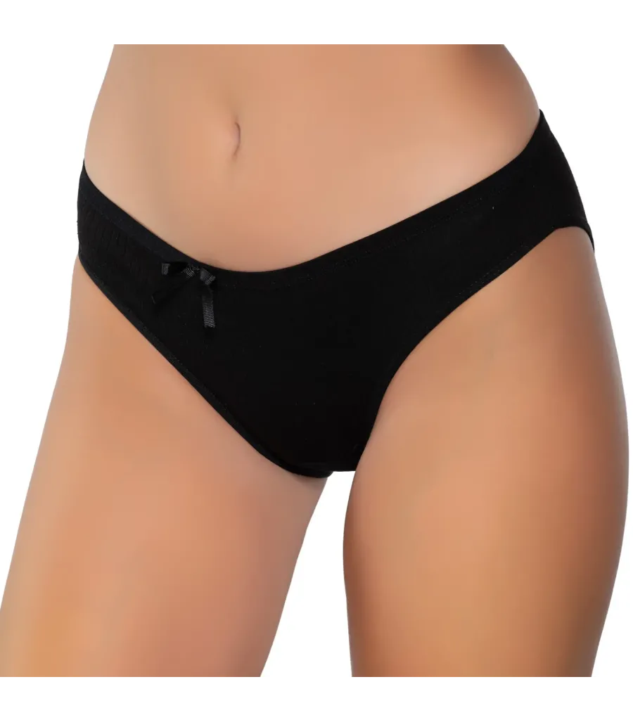 Gümüş İç Giyim 6095 Kadın Ribana İnce Bel Çizgili Bikini Siyah