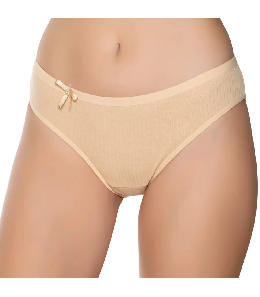 Gümüş İç Giyim 6095 Kadın Ribana İnce Bel Çizgili Bikini Ten
