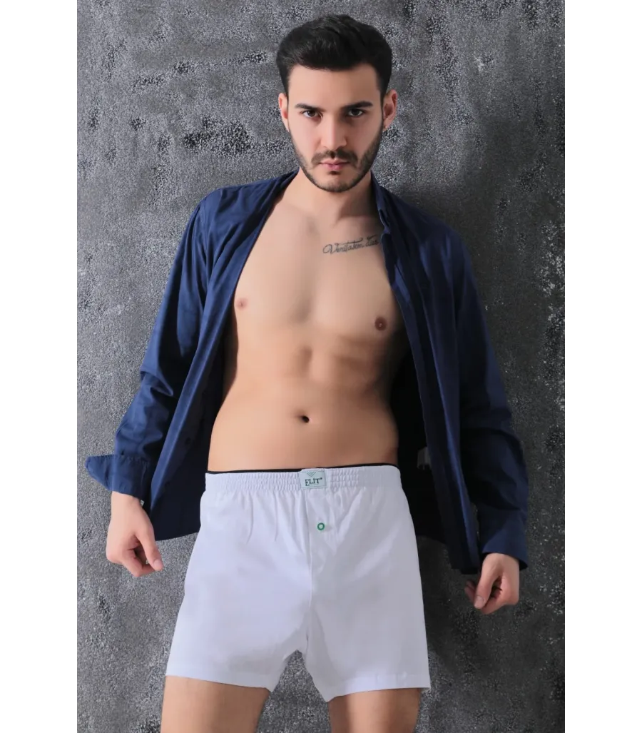 Elit Zümrüt Erkek Havlu Bel Penye Boxer Beyaz